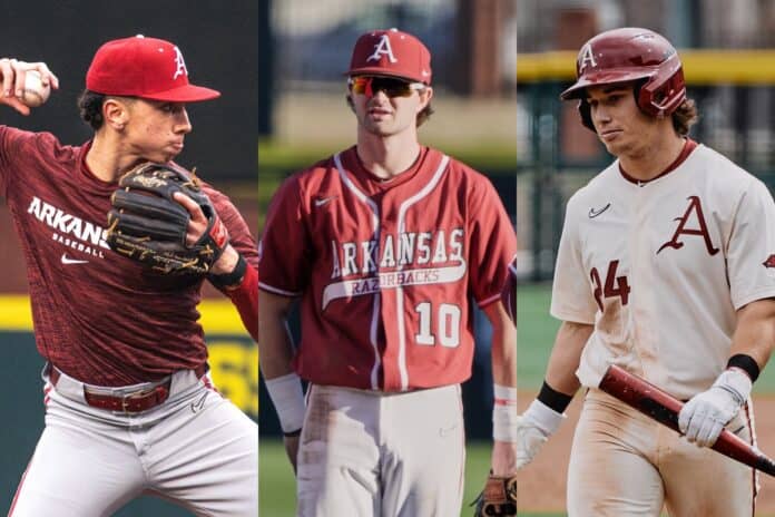 Jared Sprague-Lott, Peyton Stovall, Peyton Holt, Arkansas baseball
